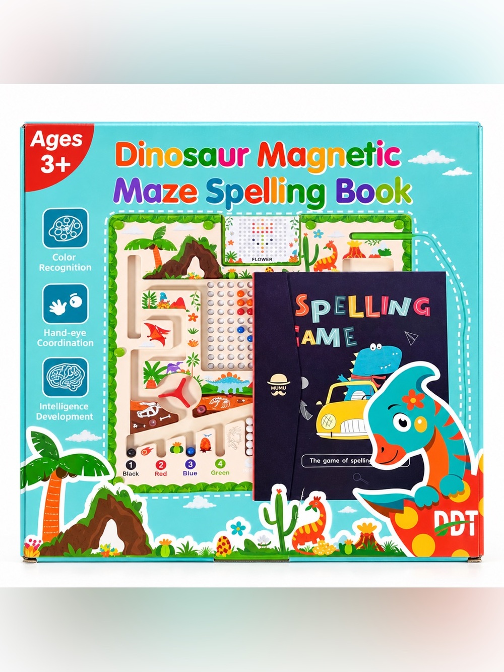 Dinosaur Magnetic Maze Spelling Book Montessori Educational Toy 3+Ages